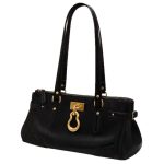 Leather Shoulder Bag with Gold Buckle Detail - Image 3