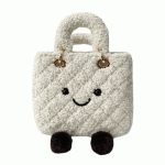 Kawaii Cream Fuzzy Smiley Tote Bag