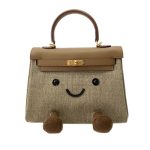 Cute Khaki Smiley Tote with Plush Legs