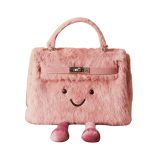 Classic Petal Pink Fuzzy Smiley Handbag