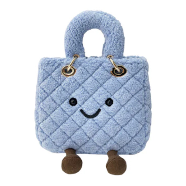 微信图片_20260303092852_758_320 Sea Salt Blue Quilted Smiley Plush Handbag - Image 1