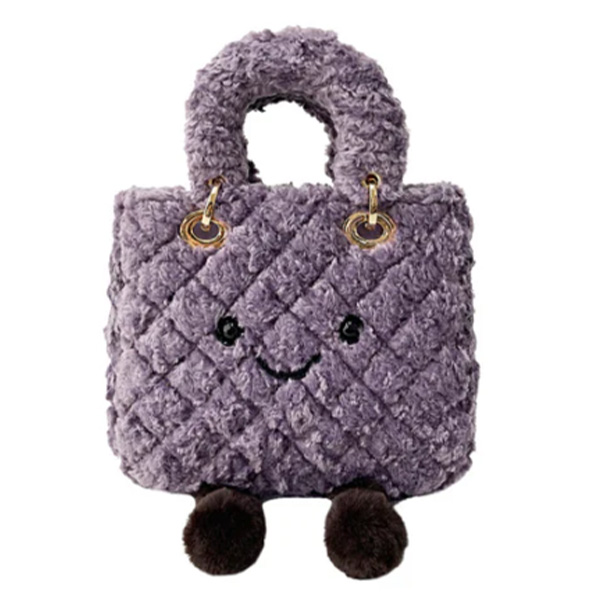 微信图片_20260303092852_758_320 Kawaii Purple Fuzzy Smiley Tote Bag - Image 1