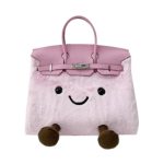 Kawaii Pink Furry Smiley Handbag with Metal Lock