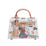 Graffiti Teddy Bear Mini Leather Handbag