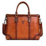 Genuine Leather Men's Vintage Briefcase Retro Casual