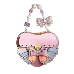 Heart Butterfly Leather Handbag with Pearl Handle