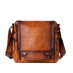 Vintage Vegetable Tanned Leather Men's Messenger Bag