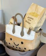 Cute Bubble Tea Plush Handbag – Kawaii Boba Tote Bag - Image 4
