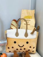 Cute Bubble Tea Plush Handbag – Kawaii Boba Tote Bag - Image 7