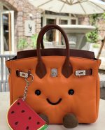 Cute Orange Smiley Face Leather Handbag - Image 2