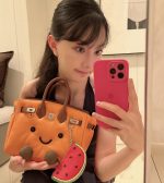Cute Orange Smiley Face Leather Handbag - Image 5