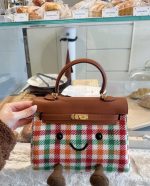 Vintage Red Plaid Smiley Face Cute Shoulder Bag - Image 7