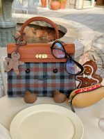 Grey Black Plaid Smiley Tote Bag - Image 4