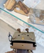 Cute Khaki Smiley Tote with Plush Legs - Image 8