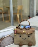 Cute Khaki Smiley Tote with Plush Legs - Image 4