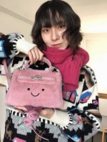Classic Petal Pink Fuzzy Smiley Handbag - Image 6