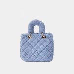 Sea Salt Blue Quilted Smiley Plush Handbag - Image 2