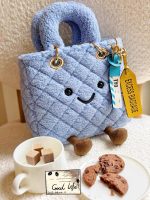 Sea Salt Blue Quilted Smiley Plush Handbag - Image 5