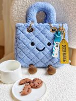 Sea Salt Blue Quilted Smiley Plush Handbag - Image 4