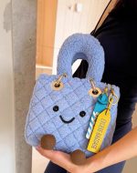Sea Salt Blue Quilted Smiley Plush Handbag - Image 7