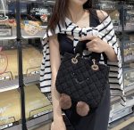 Kawaii Black Fuzzy Smiley Tote Bag - Image 8