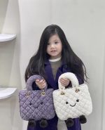 Kawaii Purple Fuzzy Smiley Tote Bag - Image 5