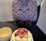 Kawaii Purple Fuzzy Smiley Tote Bag - Image 7