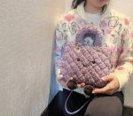 Kawaii Purple Fuzzy Smiley Tote Bag - Image 3
