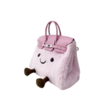 Kawaii Pink Furry Smiley Handbag with Metal Lock - Image 3