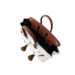 Grey Smiley Plush Handbag with Brown Leather Trim - Image 3