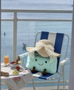 Playful Seafoam Blue Smiley Face Plush TopHandle Bag - Image 7
