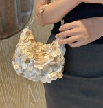 Iridescent Shell Patchwork Evening Shoulder Bag - Image 2