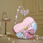 Heart Butterfly Leather Handbag with Pearl Handle - Image 2