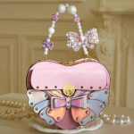 Heart Butterfly Leather Handbag with Pearl Handle - Image 5