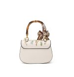 Elegant Bamboo Handle Saddle Bag with Floral Print - Image 5