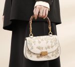 Elegant Bamboo Handle Saddle Bag with Floral Print - Image 7