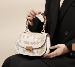 Elegant Bamboo Handle Saddle Bag with Floral Print - Image 8