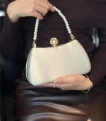 Pearl Handle Floral Embroidered Clutch Bag - Image 4