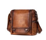 Vintage Vegetable Tanned Leather Men's Messenger Bag - Image 6
