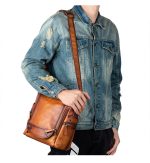 Vintage Vegetable Tanned Leather Men's Messenger Bag - Image 2
