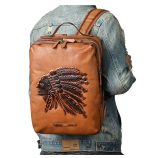 Full Grain Leather Vintage Men's Laptop Backpack - Image 3