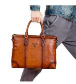 Genuine Leather Men's Vintage Briefcase Retro Casual - Image 2