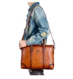 Genuine Leather Men's Vintage Briefcase Retro Casual - Image 3