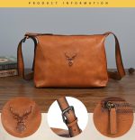 Full Grain Leather Men's Retro Casual Shoulder Bag - Image 9
