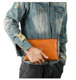 Full Grain Leather Men's Retro Handheld Wallet - Image 4