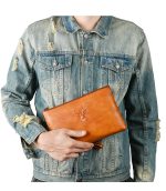 Full Grain Leather Men's Retro Handheld Wallet - Image 3
