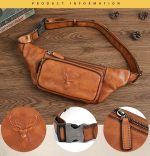 Top Grain Leather Casual Waist Bag for Men - Image 5