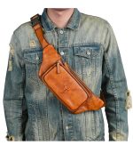 Top Grain Leather Casual Waist Bag for Men - Image 2