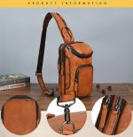 Vintage Leather Trendy Men's Chest Bag for Commute - Image 5
