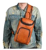 Vintage Leather Trendy Men's Chest Bag for Commute - Image 2